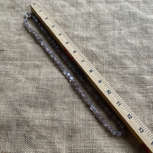 Crackle Stone Square Necklace Knotted designer In style Gray Handmade - Picture 6 of 7